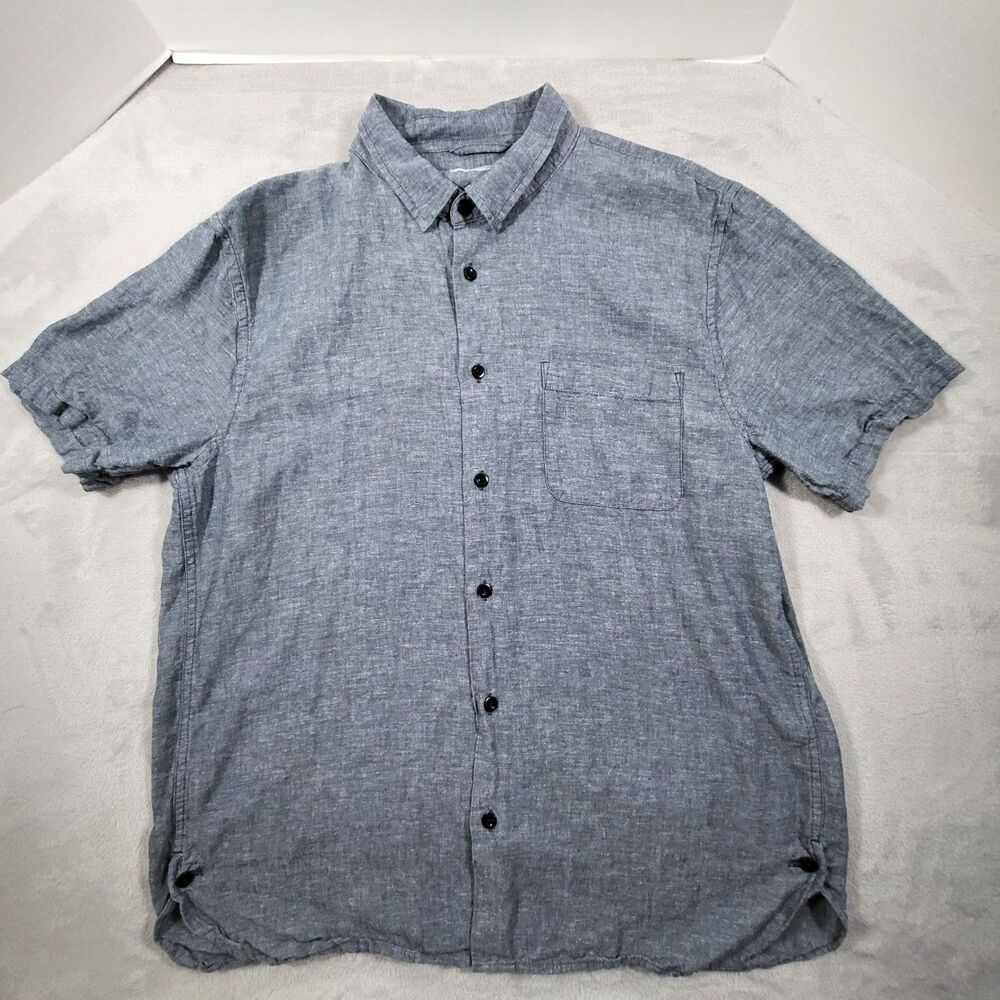 Outerknown Beachcomber Shirt Mens XL (Fits Large) Blue Hemp